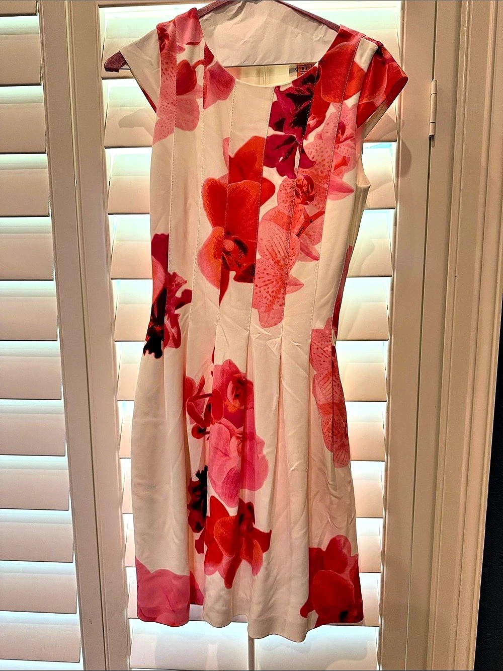 Calvin Klein Floral Cap Sleeve A-Line Midi Dress Pink & White 2P